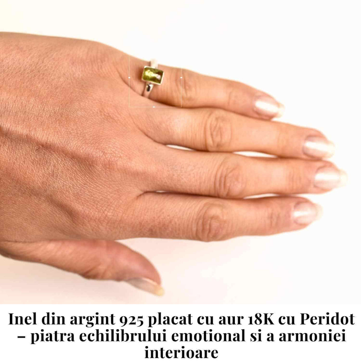 Inel argint 925 cu Peridot natural dreptunghiular/patrat - Energie si Prosperitate