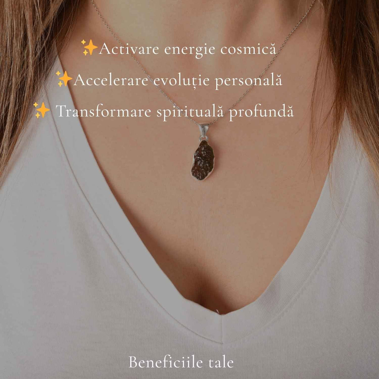 Colier Moldavit Brut Neuniform Argint 925 – Energie si Claritate Interioara