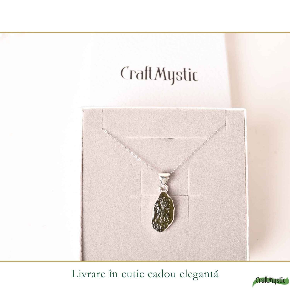 Colier Moldavit Brut Neuniform Argint 925 – Energie si Claritate Interioara