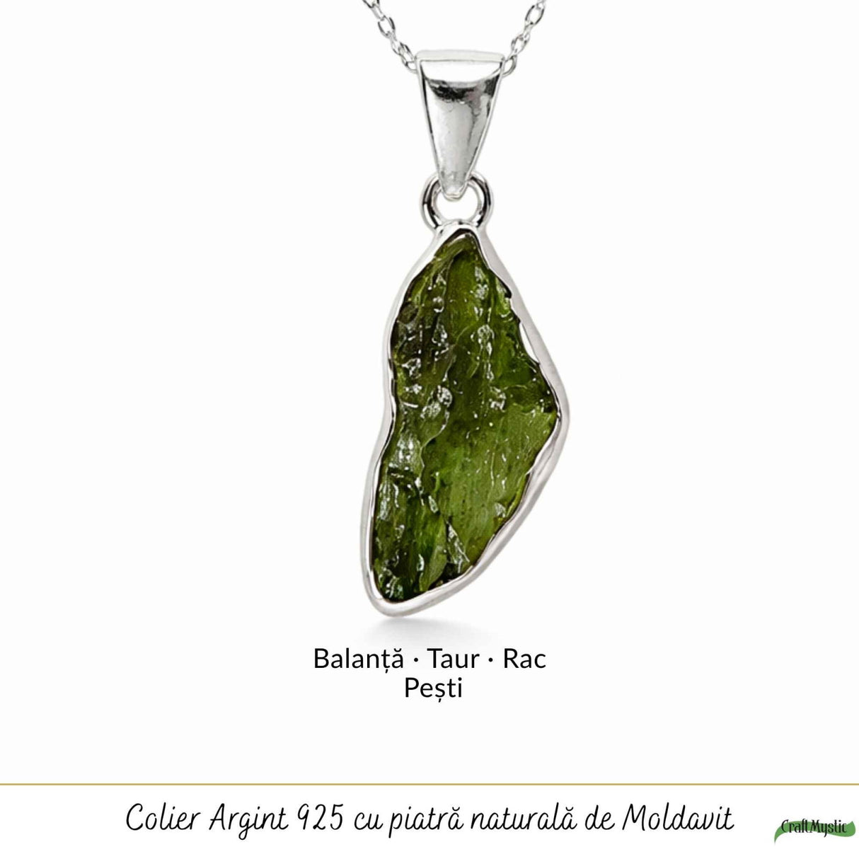 Colier Moldavit Brut Neuniform Argint 925 – Claritate si Transformare Interioara