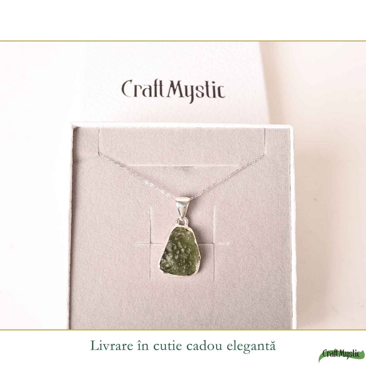 Colier Moldavit Brut Neuniform Argint 925 – Energie Intensa si Claritate