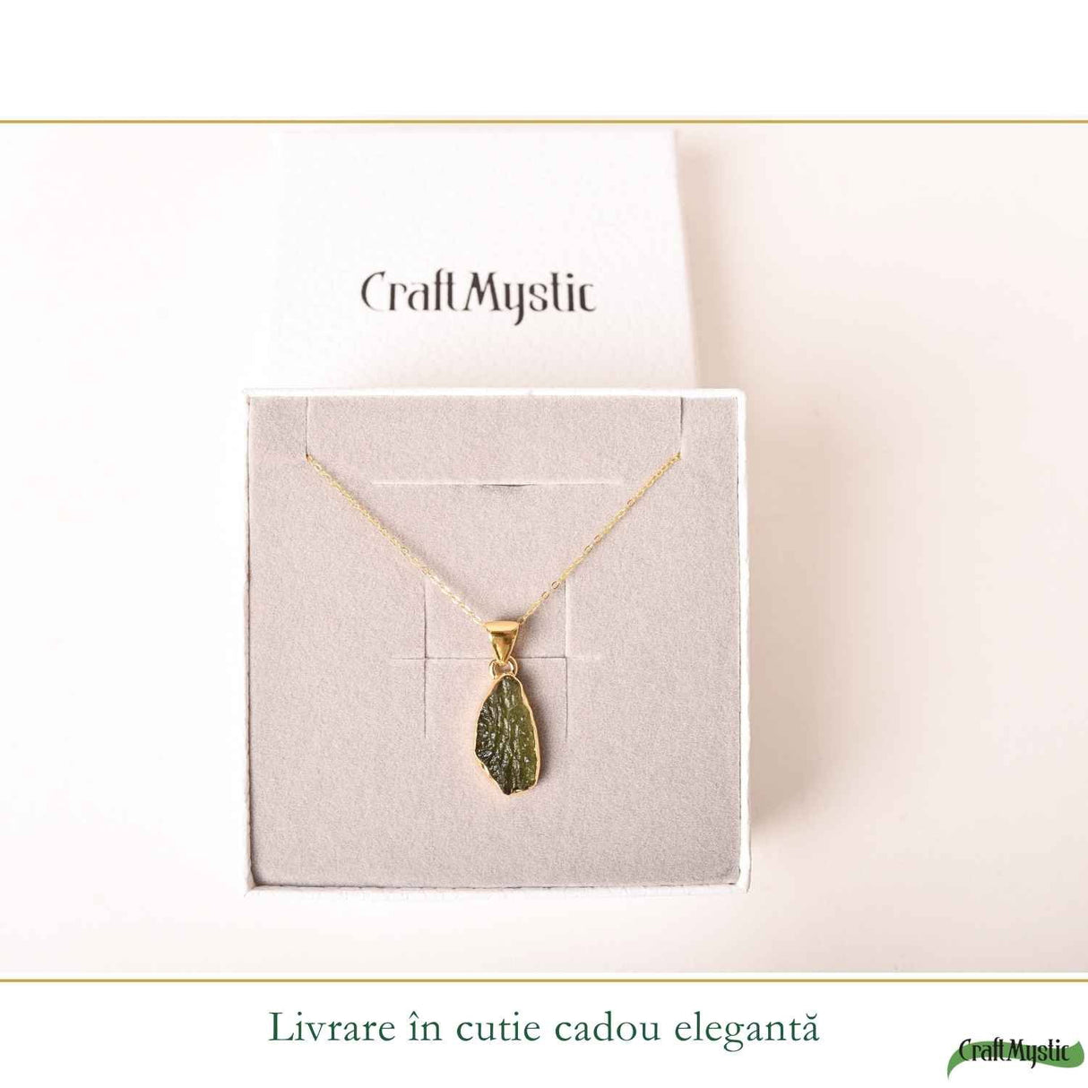Colier Moldavit Brut Neuniform si Argint 925 Placat cu Aur 18k – Claritate si Transformare Profunda