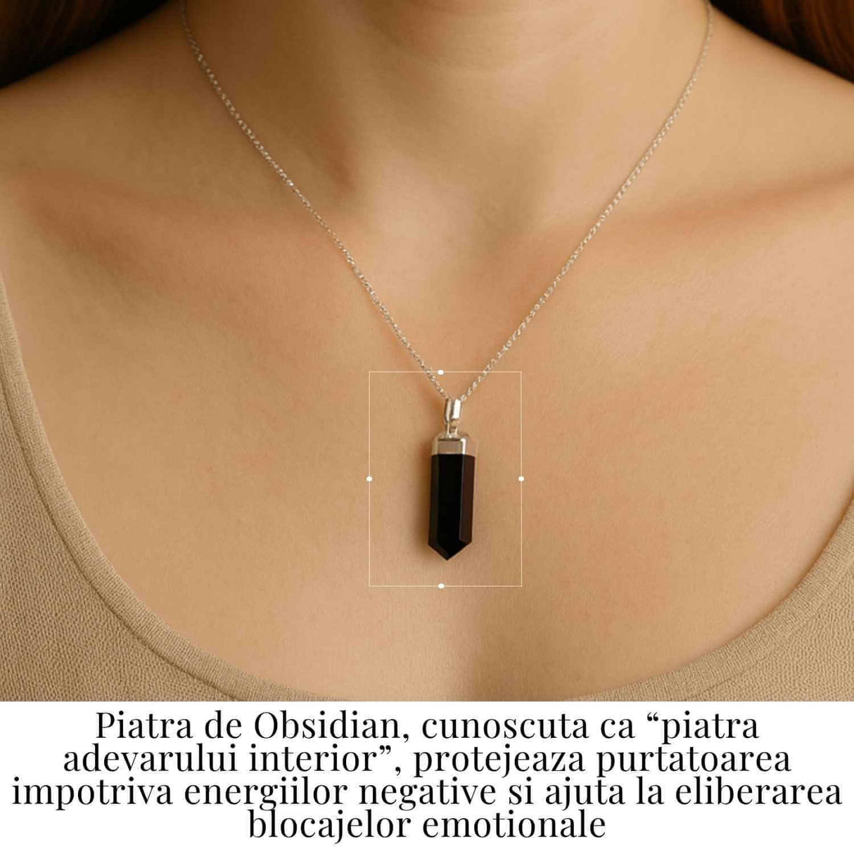 Colier Argint 925 cu Obsidian Natural - Protectie si Claritate Interioara