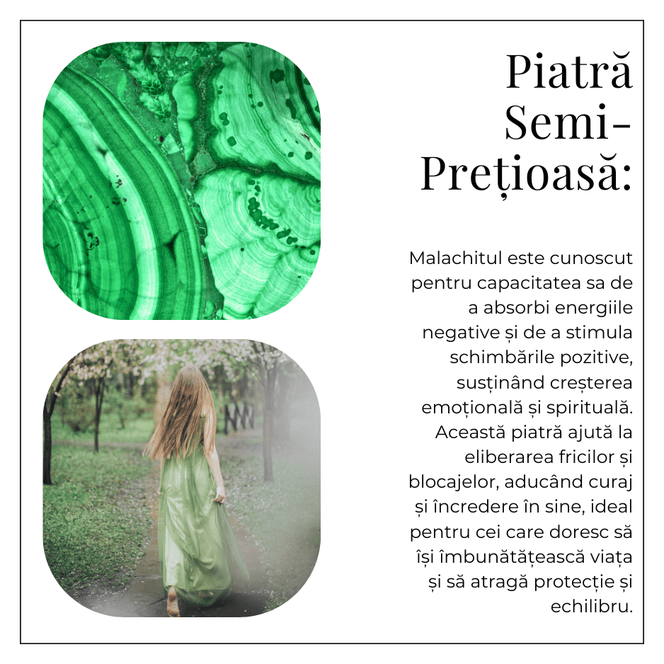 Colier ajustabil cu pandantiv oval din Malachit Natural - Protectie si Echilibru Energetic