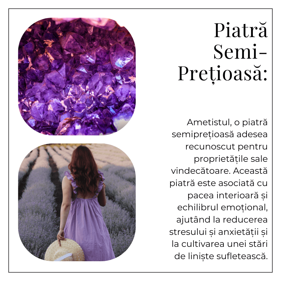 Colier ajustabil cu pandantiv oval din Ametist Natural - Claritate Mentala si Echilibru Spiritual