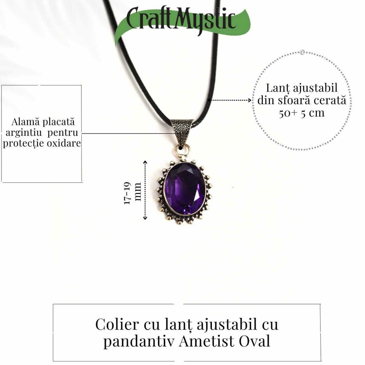 Colier Ametist Fatetat Oval Floare - Eleganta si Calm Interior