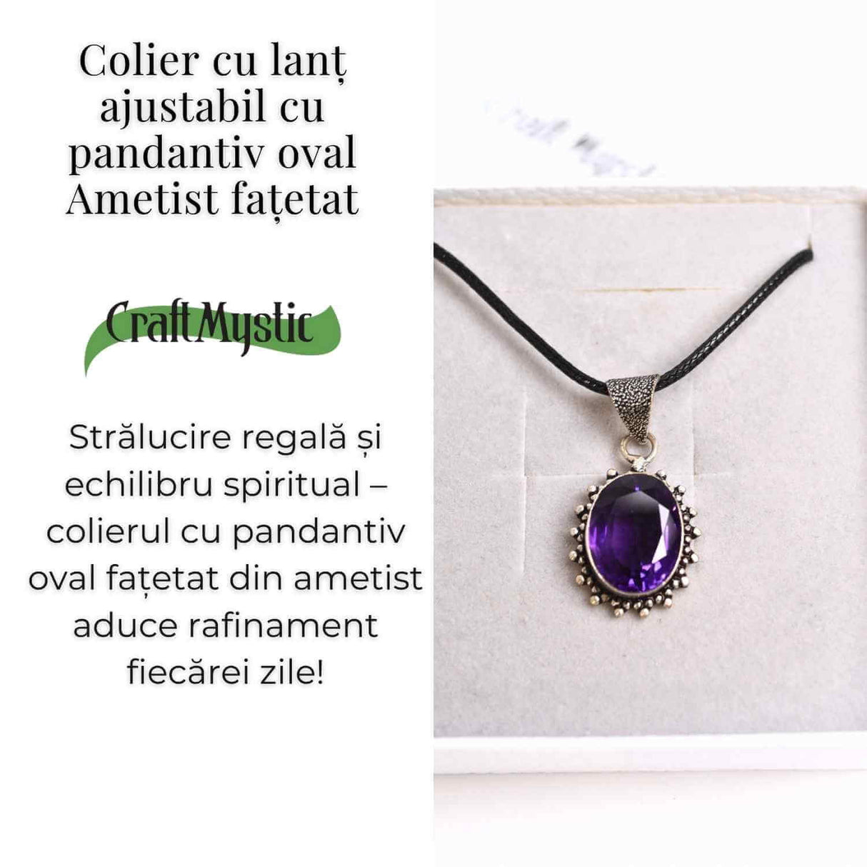 Colier Ametist Fatetat Oval Floare - Eleganta si Calm Interior