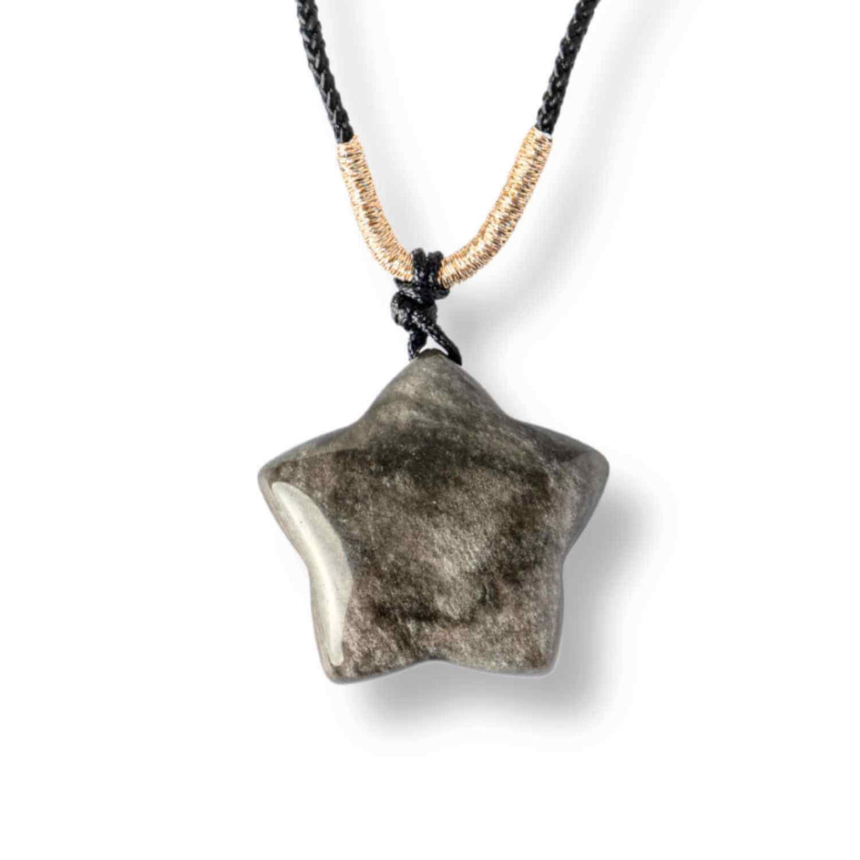 Colier Stea din Obsidian de Gheata Natural cu Snur Reglabil - Protectie si Claritate Interioara