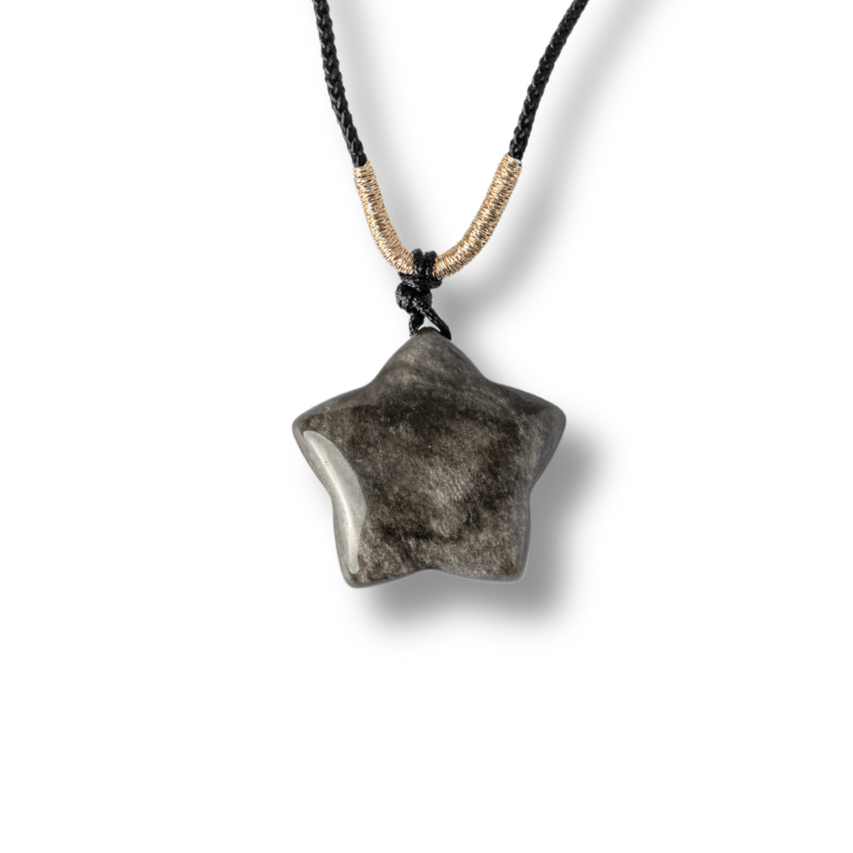 Colier Stea din Obsidian de Gheata Natural cu Snur Reglabil - Protectie si Claritate Interioara