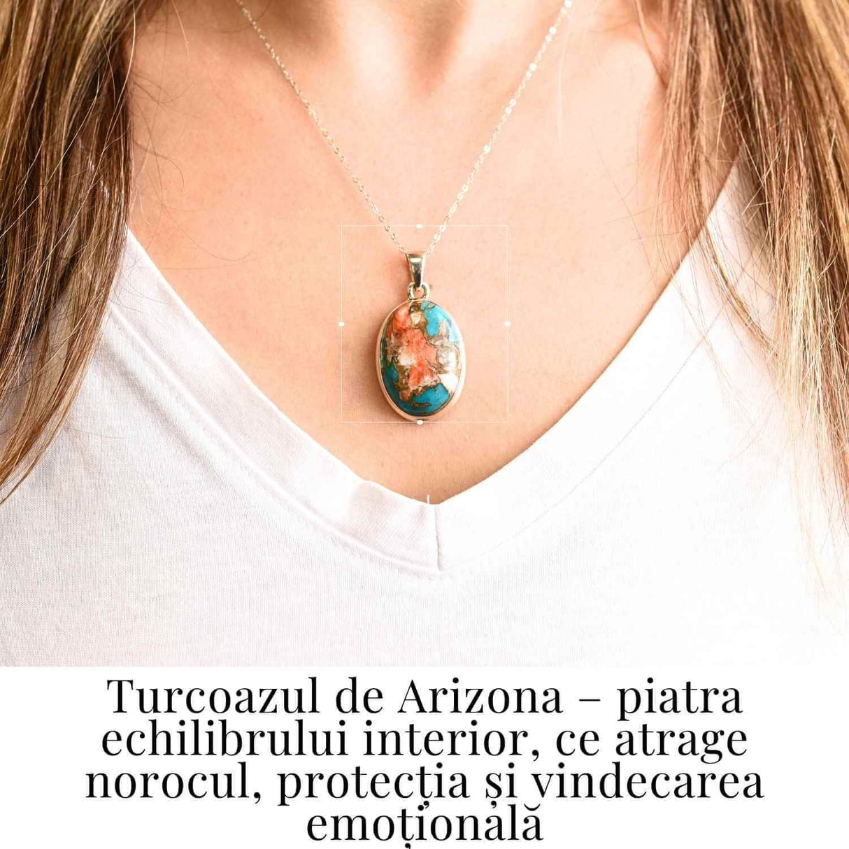 Colier Turcoaz Arizona si Argint 925, 7.77 gr - Protejeaza si Echilibreaza