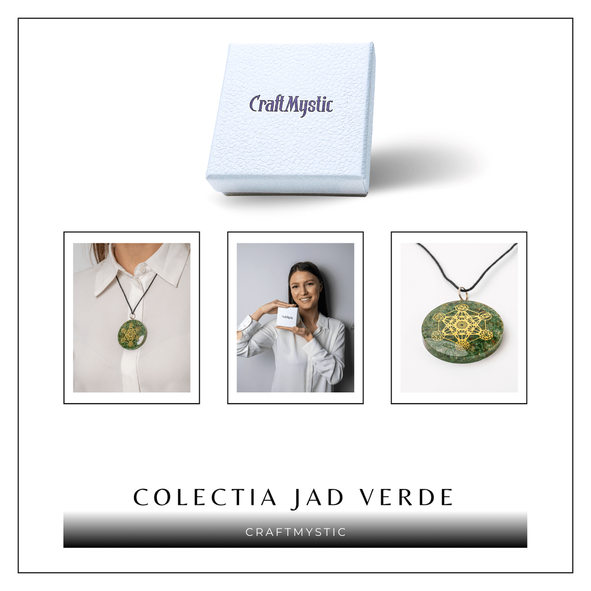 Pandantiv Orgon Verde cu Simbol Metatron - Protectie Energetica, Echilibru si Conexiune Sacra