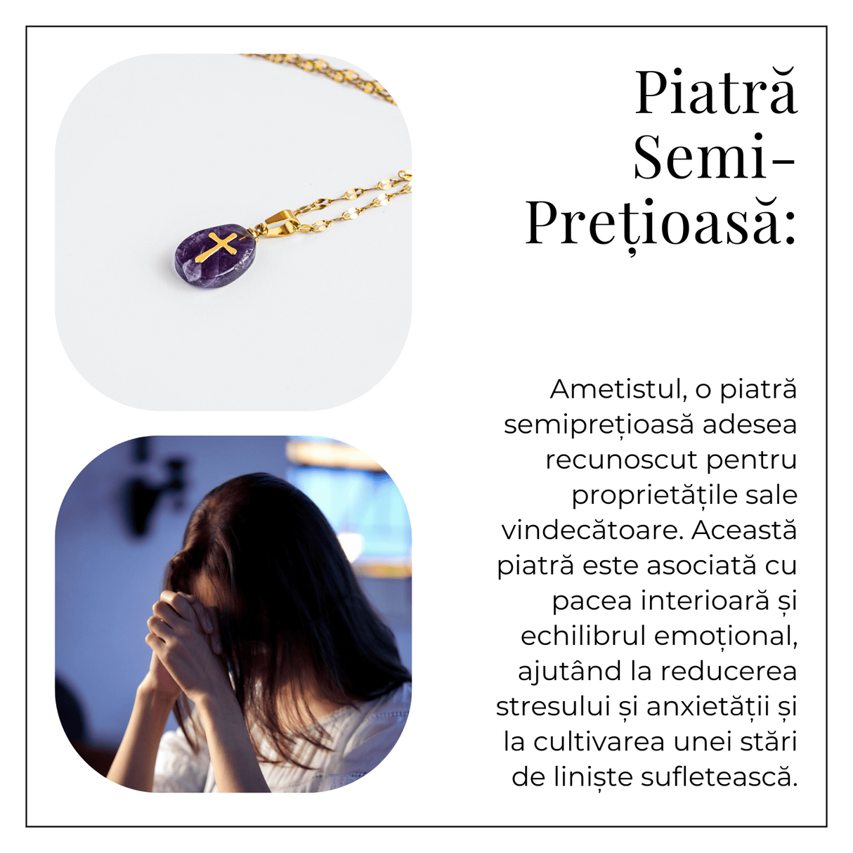 Bijuterie pentru Claritate si Conectare Divina - Colier Cruce cu Ametist