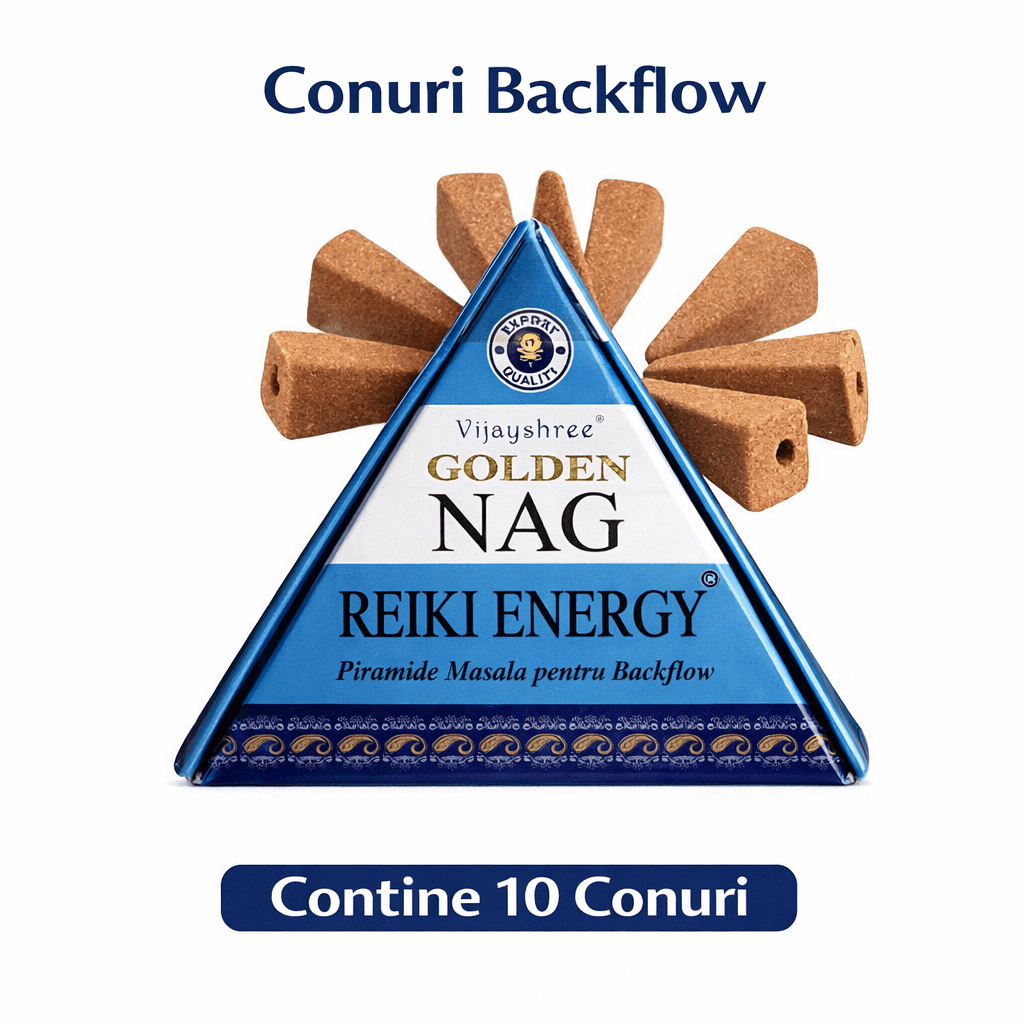 Conuri Parfumate Backflow Golden Nag Reiki Energy - Piramida Sacra pentru Vindecare si Echilibru Energetic