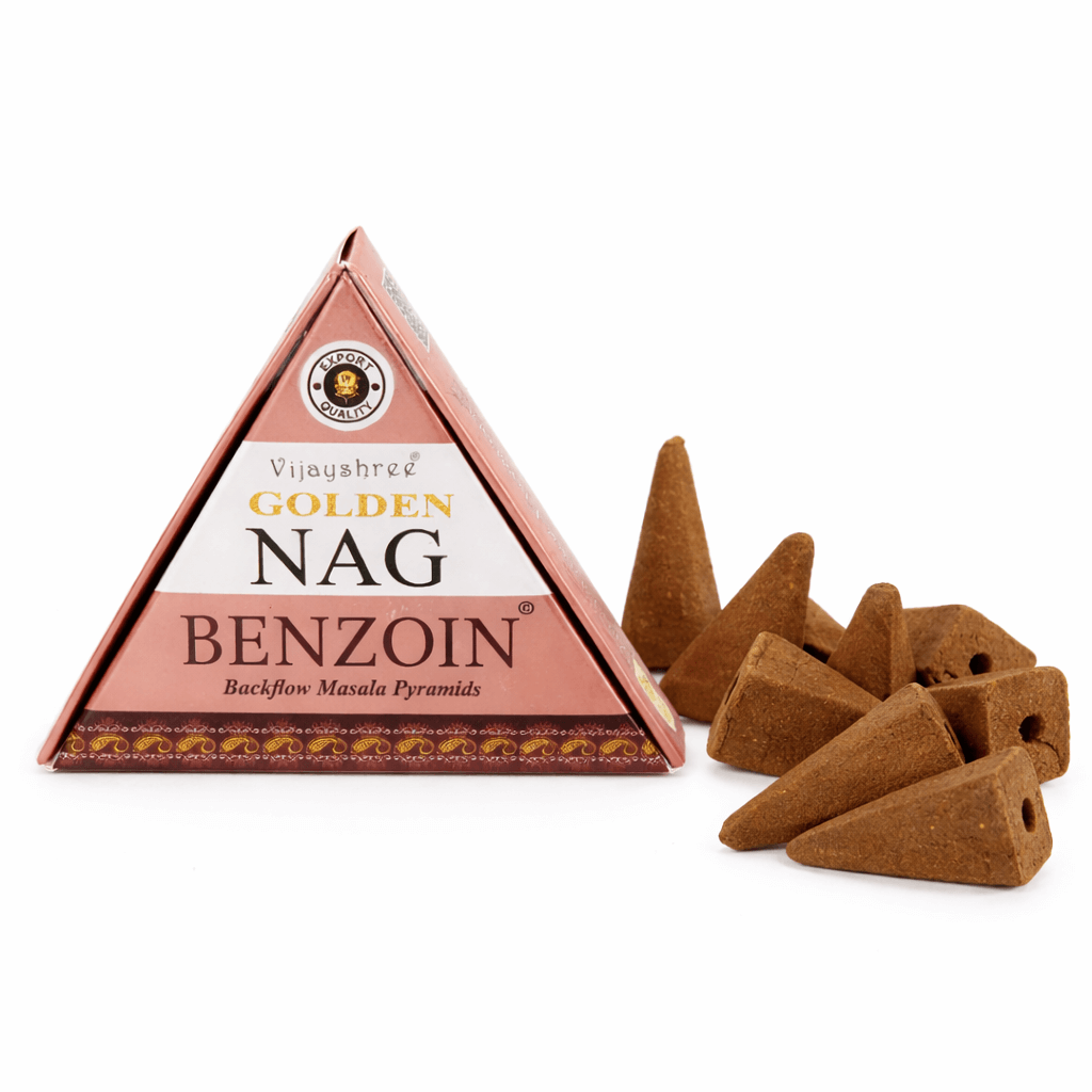 Conuri Parfumate Backflow Golden Nag Benzoin - Piramida Sacra pentru Protectie si Purificare Energetica