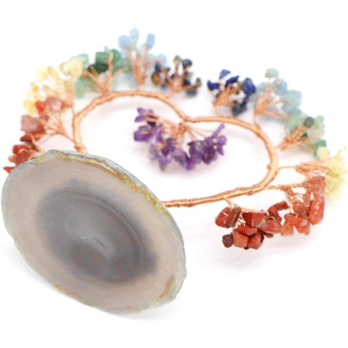 Copac pietre semipretioase 7 chakra in forma de inima - Decor cristal feng shui, accesorii premium pentru birou