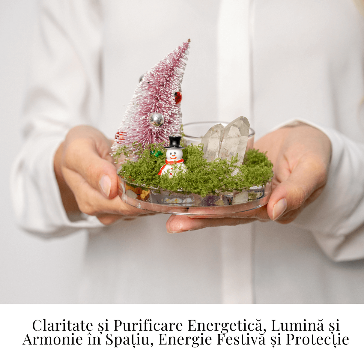 Suport Lumanare cu Cuart Transparent – Claritate, Lumină si Energie Festiva