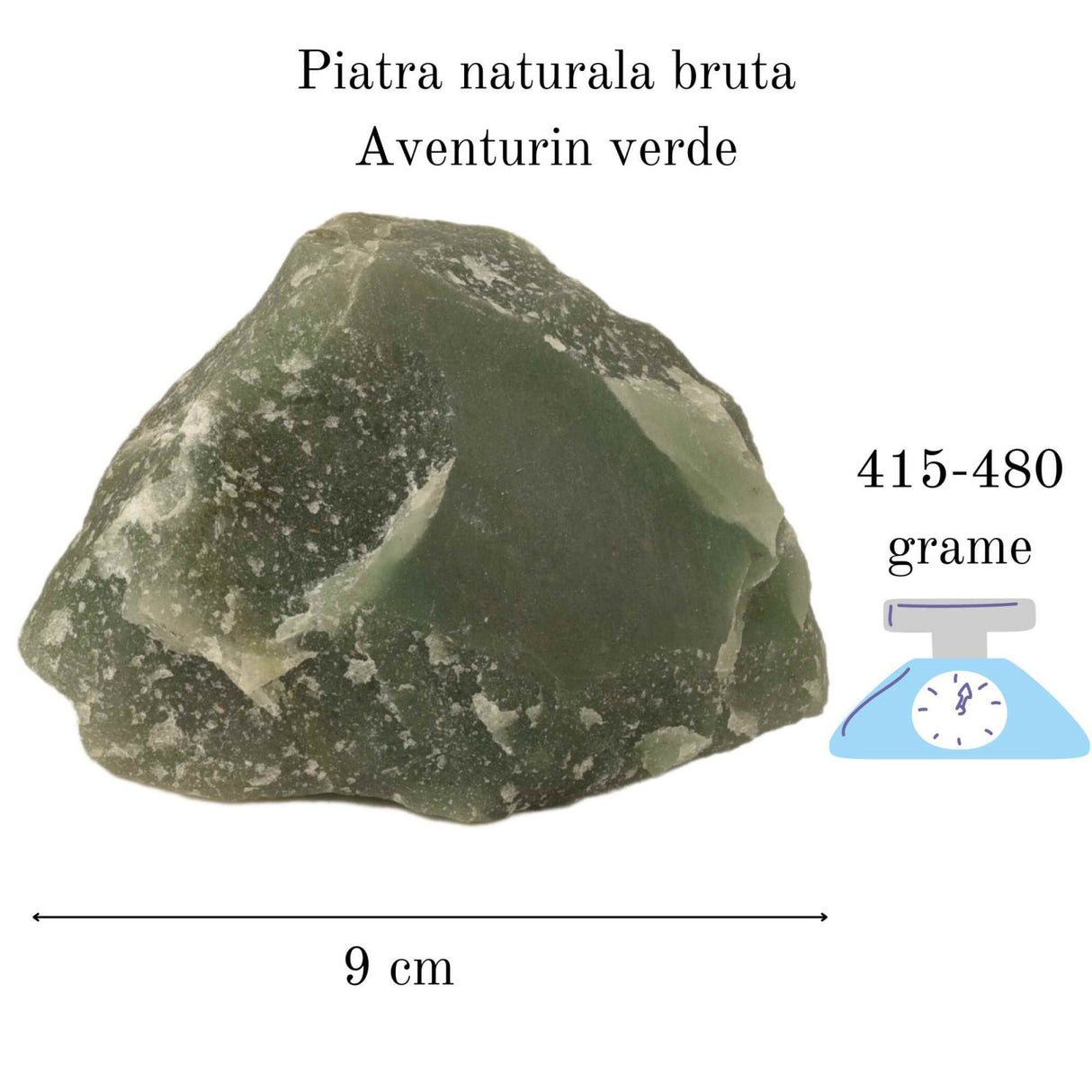 Cristal natural unicat Aventurin Verde pietre brute 8-9 cm - Pietre semipretioase pentru echilibru si calmare emotionala