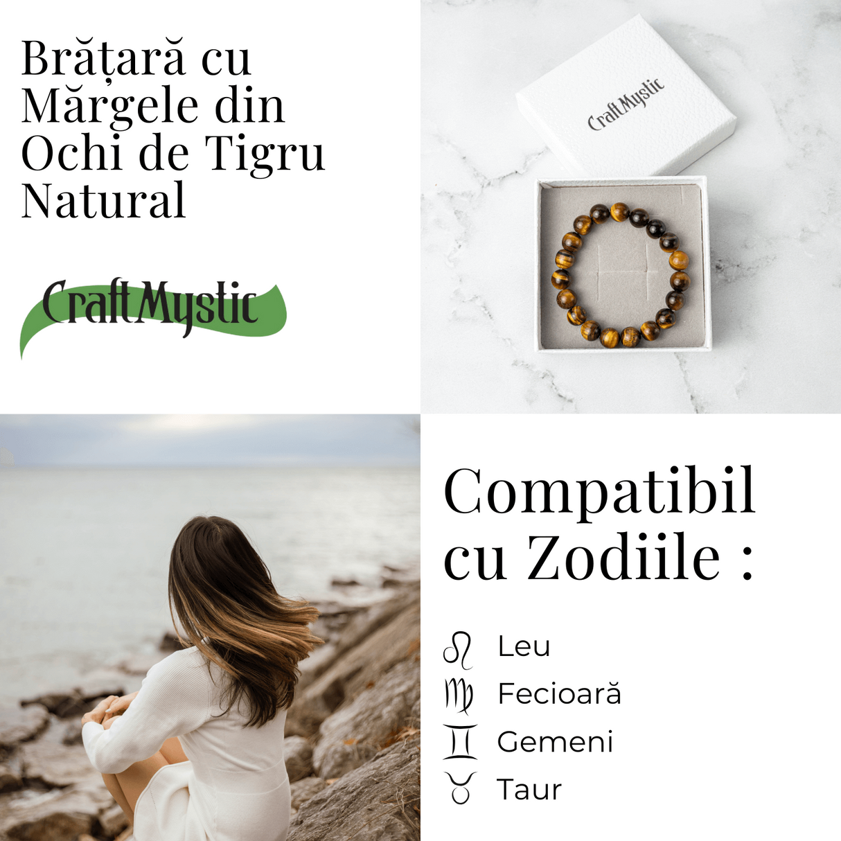 Putere si Protectie - Bratara din Ochi de Tigru Natural 10mm