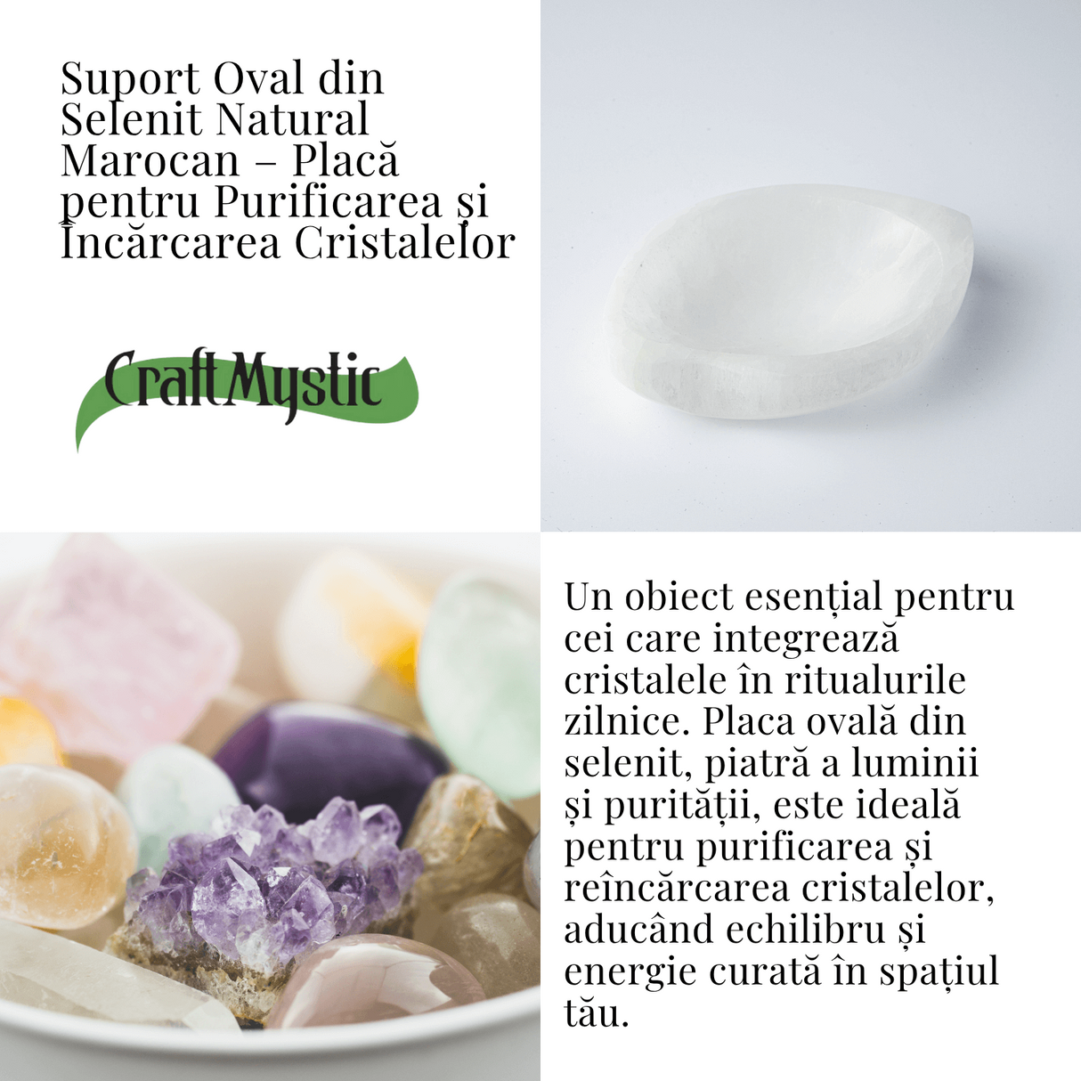 Bol din Selenit Natural - Purificare Energetica si Incarcare Cristalina