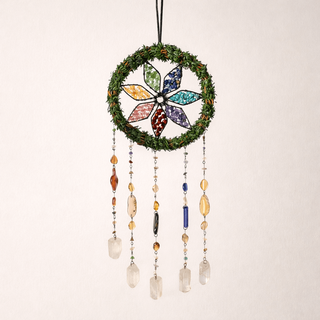 Dreamcatcher cu cele 7 Chakre si Cuart de Stanca – Echilibru Energetic si Armonie Interioara