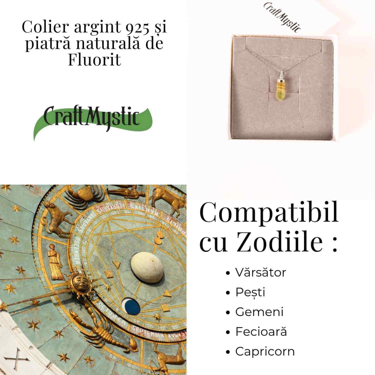 Colier Argint 925 cu Fluorit Natural - Claritate si Echilibru Interioar