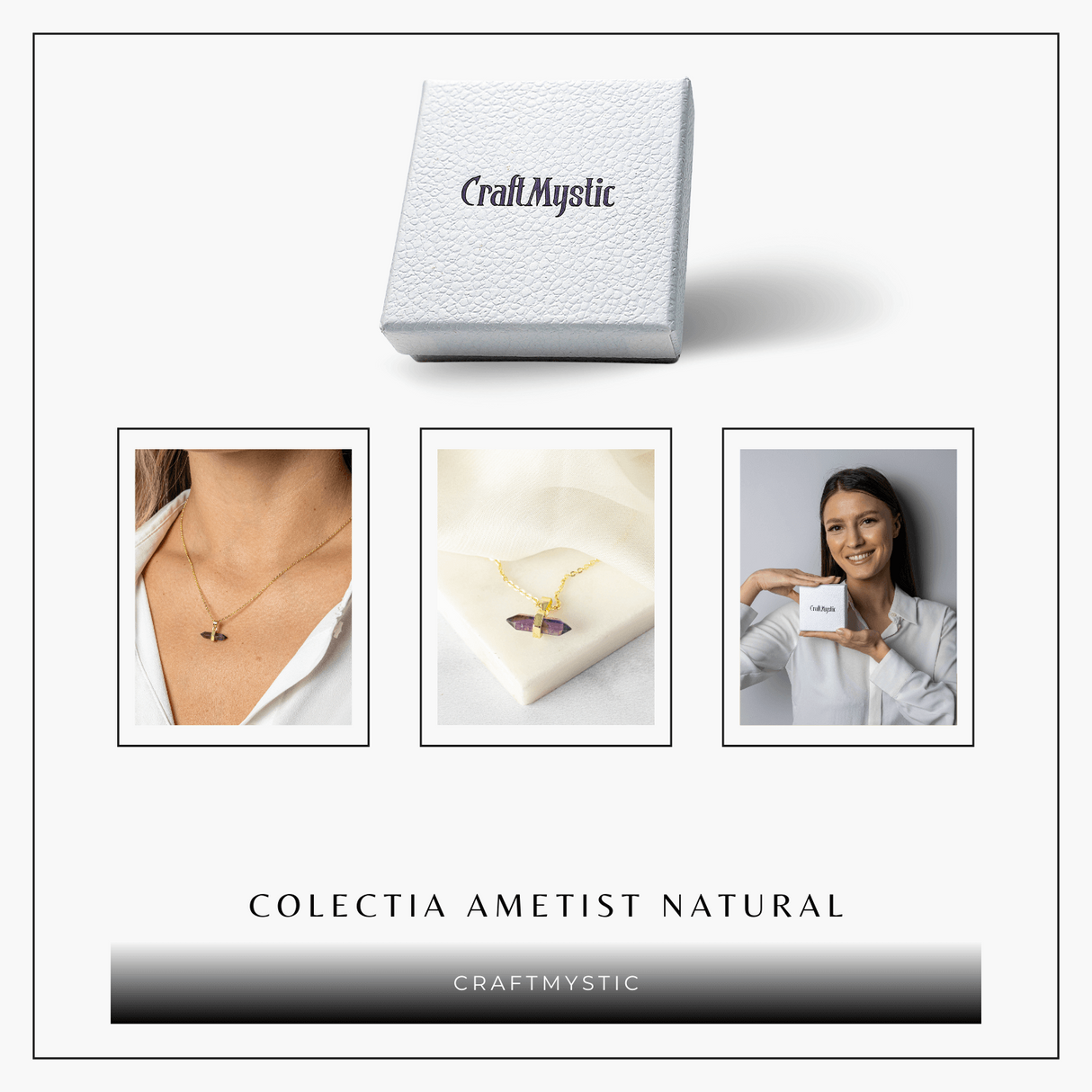 Echilibru si Linsite - Colier din Ametist Natural pe Lant de Cupru