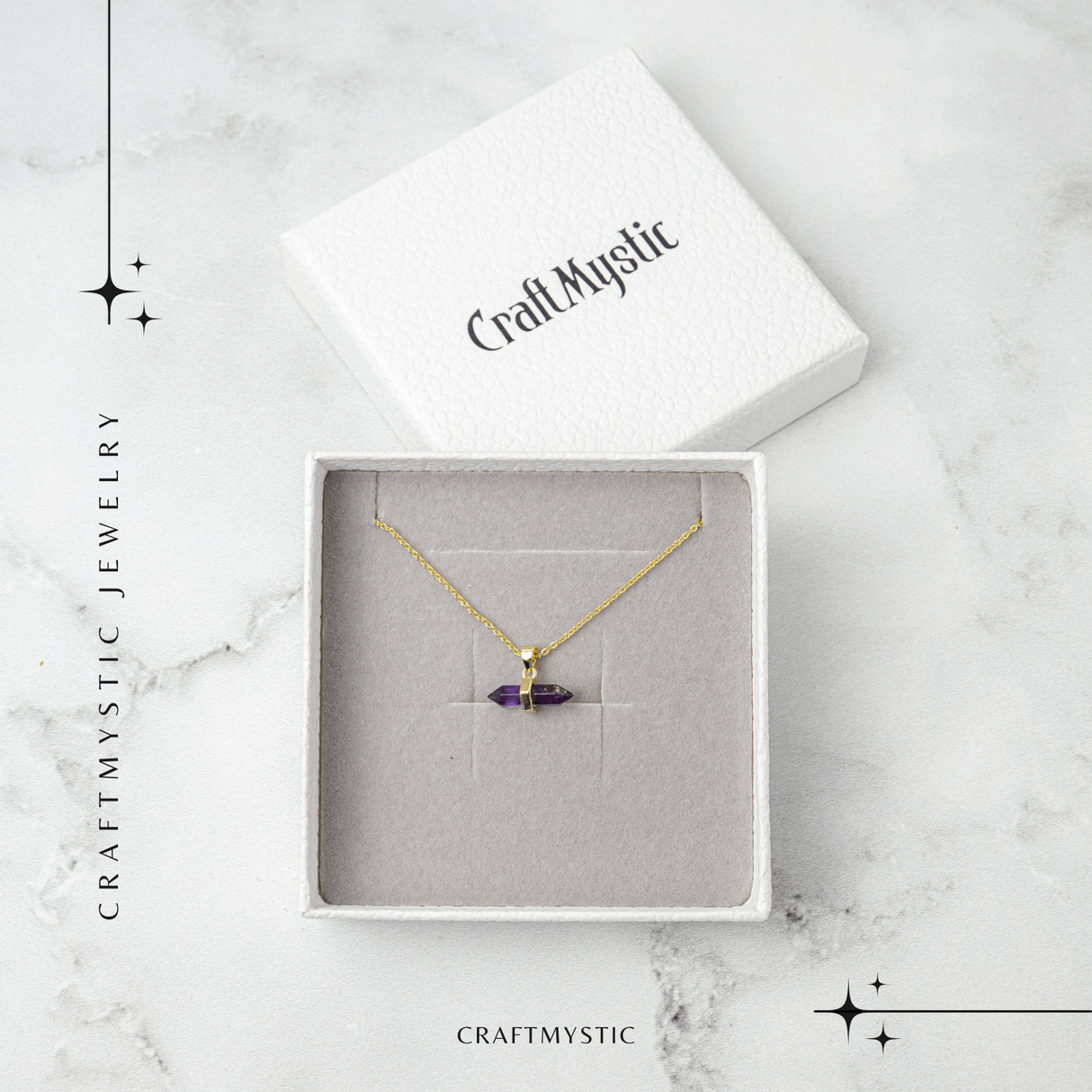 Echilibru si Linsite - Colier din Ametist Natural pe Lant de Cupru