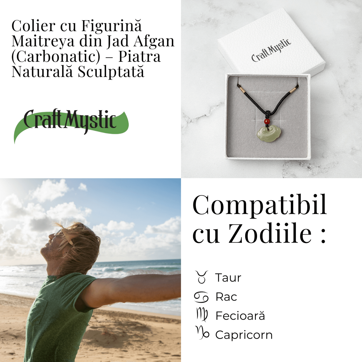 Protectie si Noroc - Colier Lucky Lock din Jad Hetian Natural