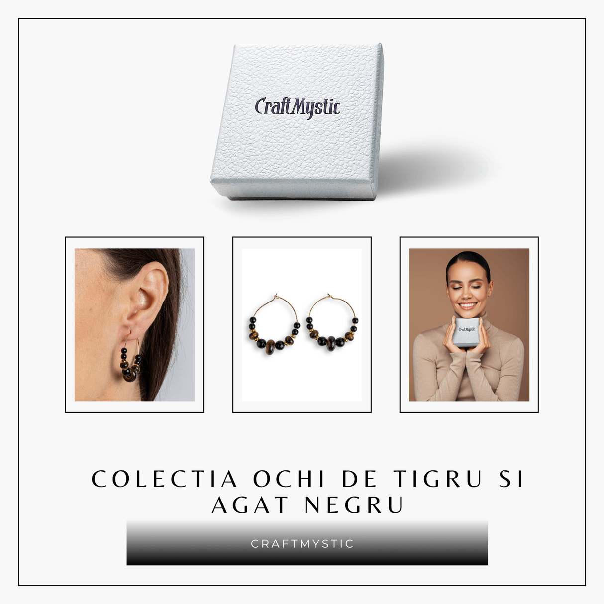 Putere Interioara - Cercei cu Ochi de Tigru si Agat Negru