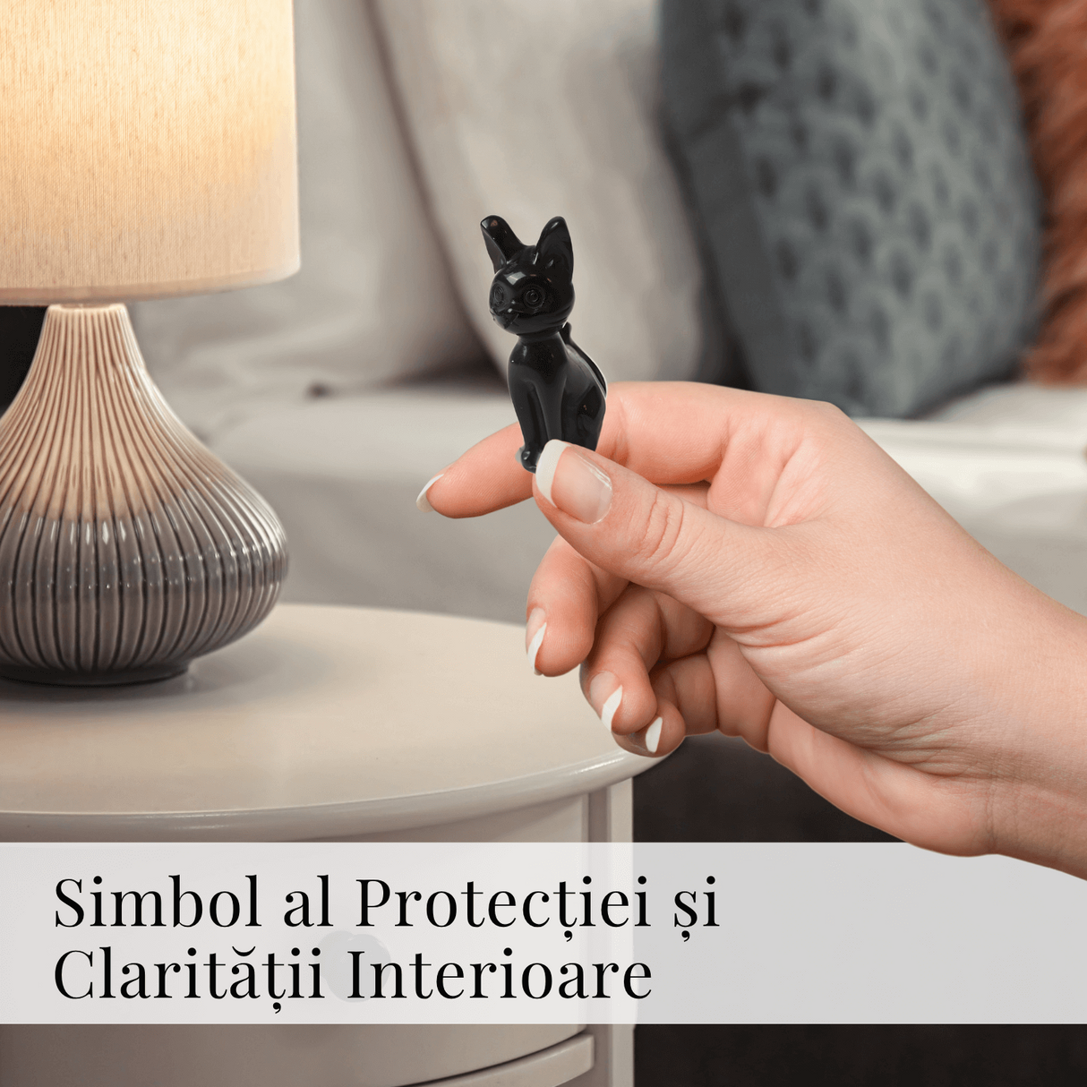 Paznica linistii – Pisicuta din Obsidian pentru Protectie si Claritate 5 cm inaltime
