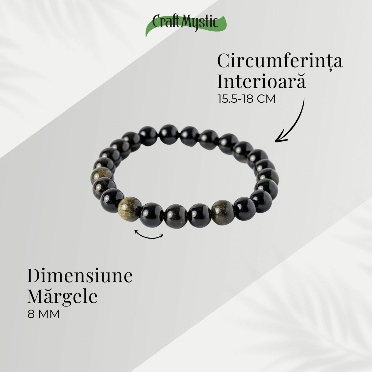 Claritate si Protectie - Bratara din Obsidian Auriu Natural de 8mm