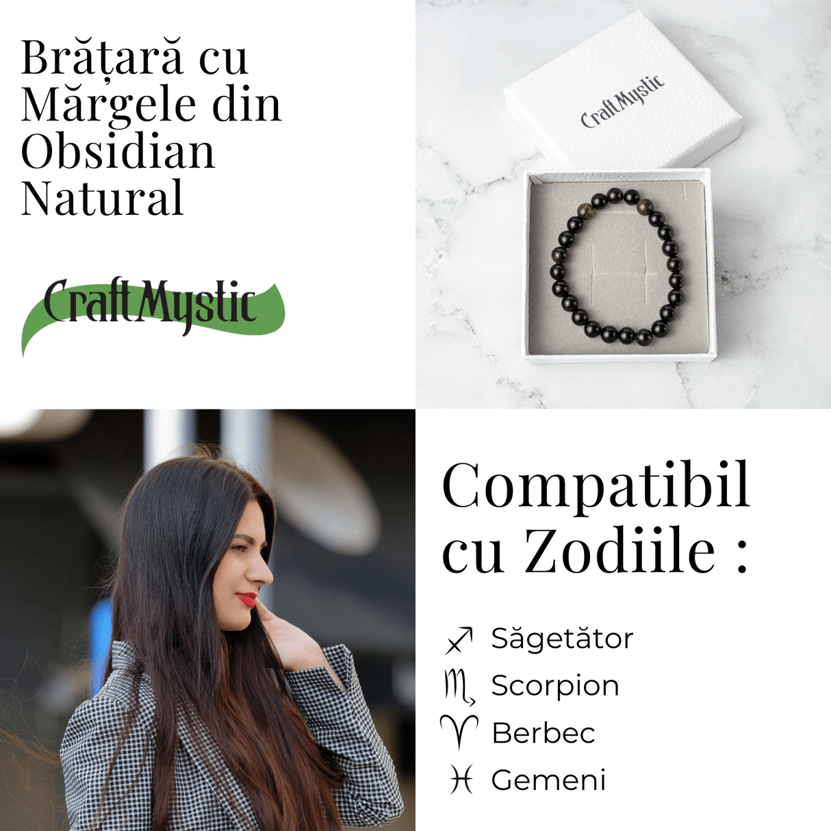 Claritate si Protectie - Bratara din Obsidian Auriu Natural de 8mm