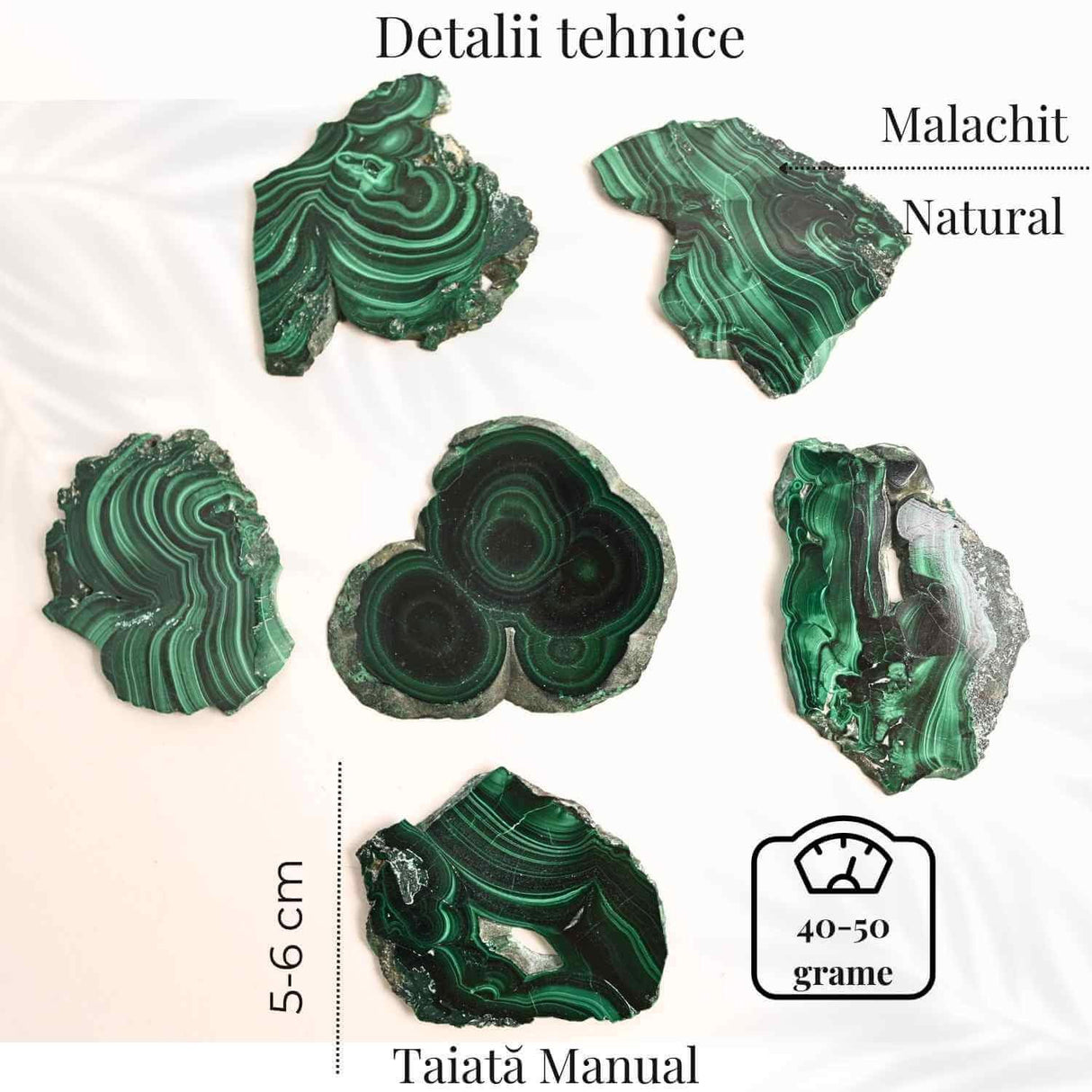 Felie Malachit Natural 5-6 cm - Vindecare si Echilibru Energetic