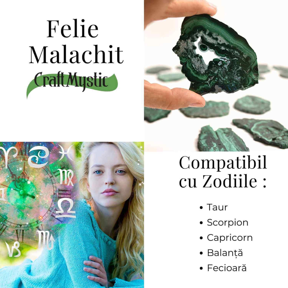 Felie Malachit Natural 5-6 cm - Vindecare si Echilibru Energetic