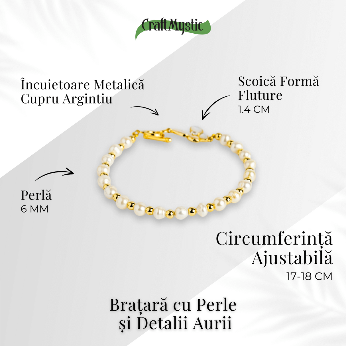 Bratara cu perle si detalii aurii - Eleganta care nu se demodeaza