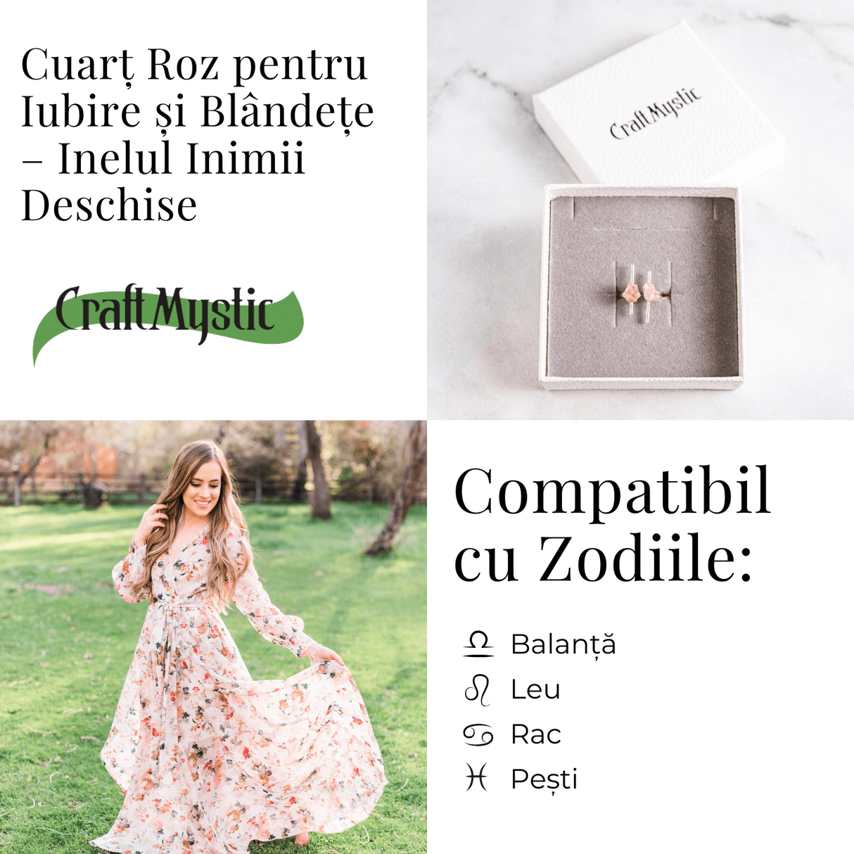 Inelul inimii deschise - Cuart roz pentru iubire si blandete