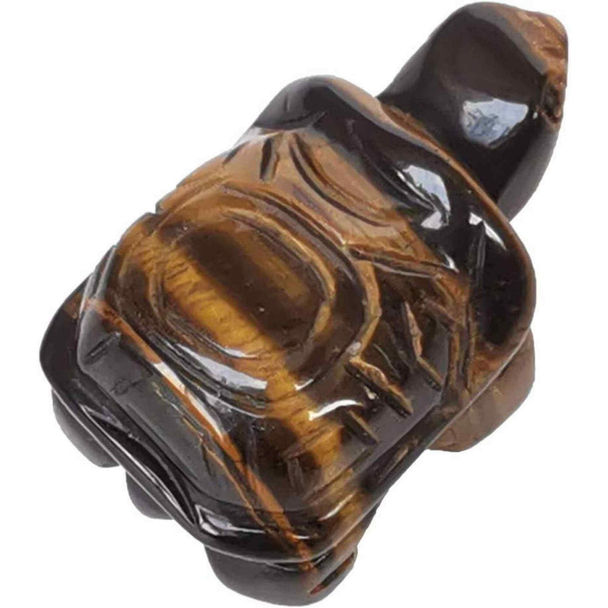 Figurina broasca testoasa 4 cm de cristal semipretios Ochi de tigru - Sculptura din piatra vindecatoare reiki de buzunar pentru decor, colectie