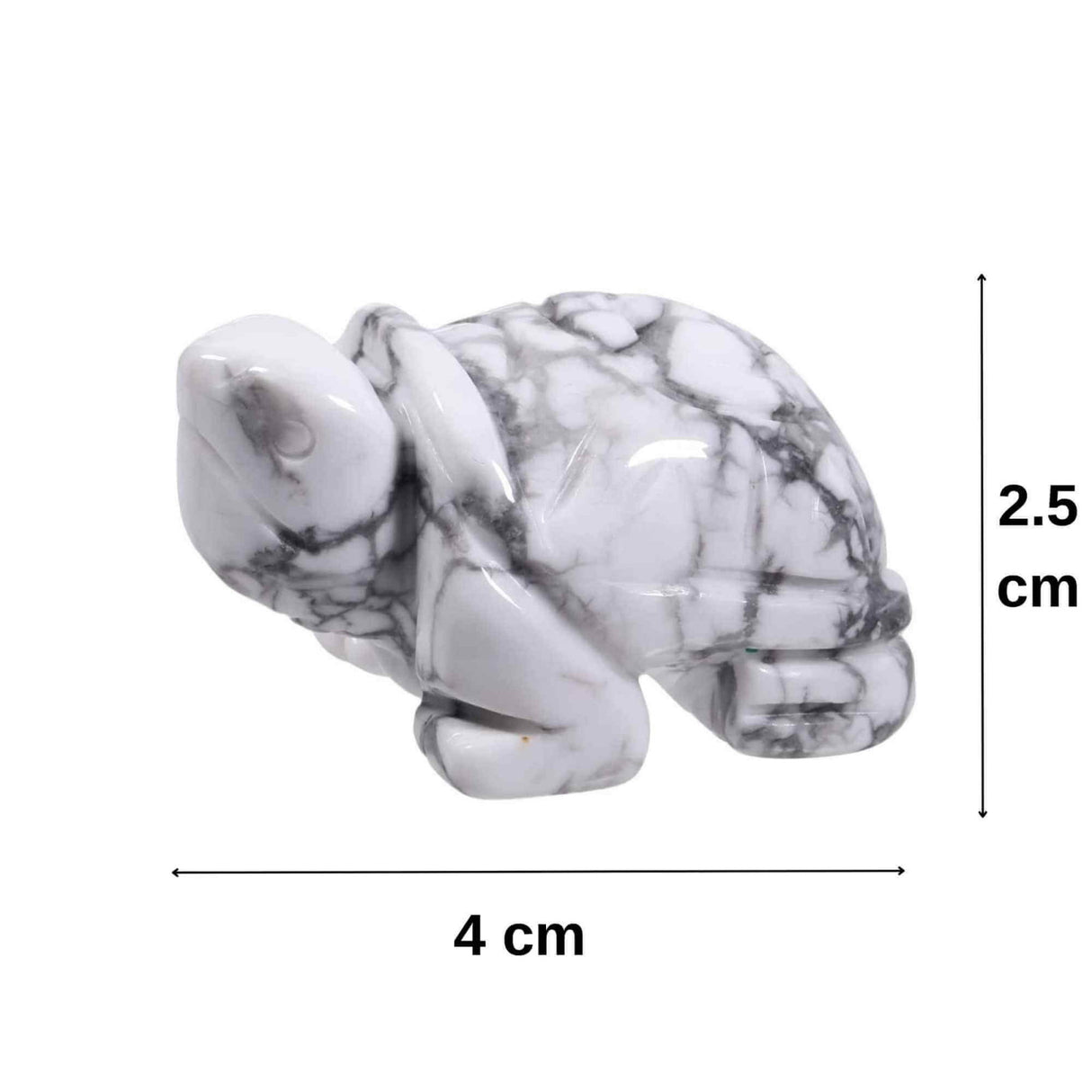 Figurina broasca testoasa 4 cm de cristal semipretios Howlita - Sculptura din piatra vindecatoare reiki de buzunar pentru decor, colectie