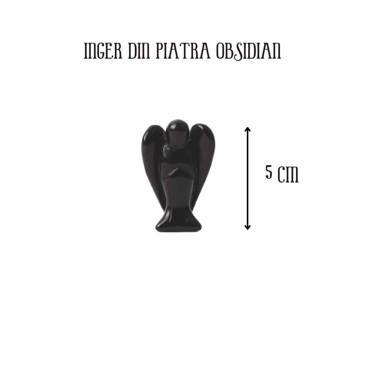 Figurina 5 cm inger din cristal vindecator Obsidian - Sculptura manuala din piatra naturala lustruita - Decor pentru camera birou cu energie reiki pentru femei barbati