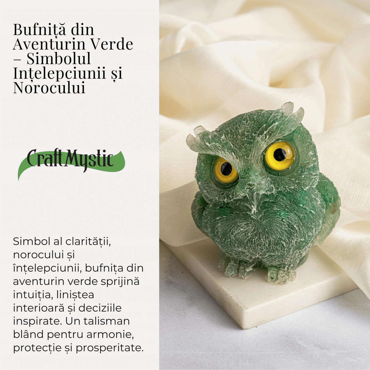 Bufnita din Aventurin Verde - Simbolul Intelepciunii si Norocului