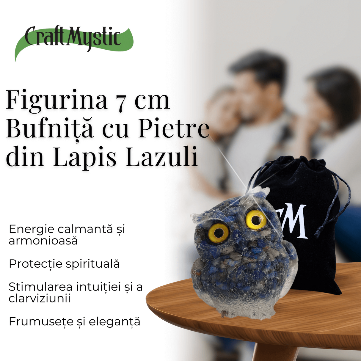Figurina Bufnita din Lapis Lazuli - Talisman de Intelepciune si Protectie