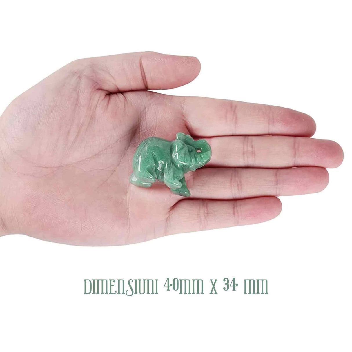 Figurina elefant din piatra semi-pretioasa Ametist sculptata manual - Statuie din cristale vindecatoare Reiki de buzunar pentru meditatie, pace