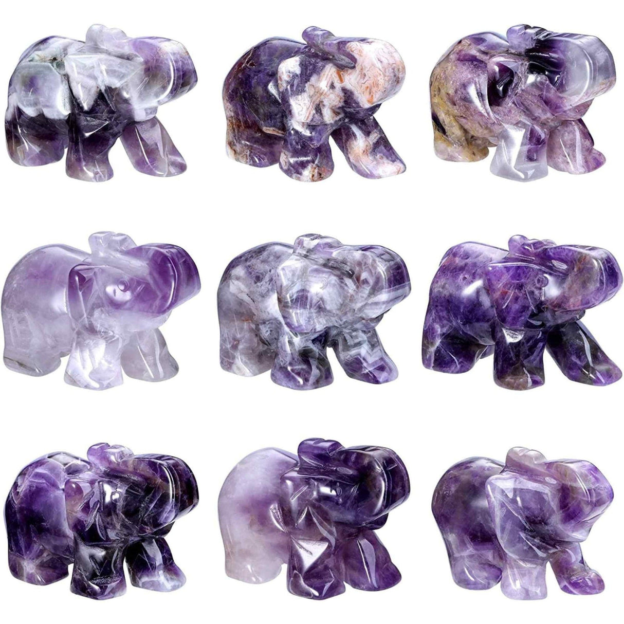 Figurina elefant din piatra semi-pretioasa Obsidian sculptata manual - Statuie din cristale vindecatoare Reiki de buzunar pentru meditatie, pace