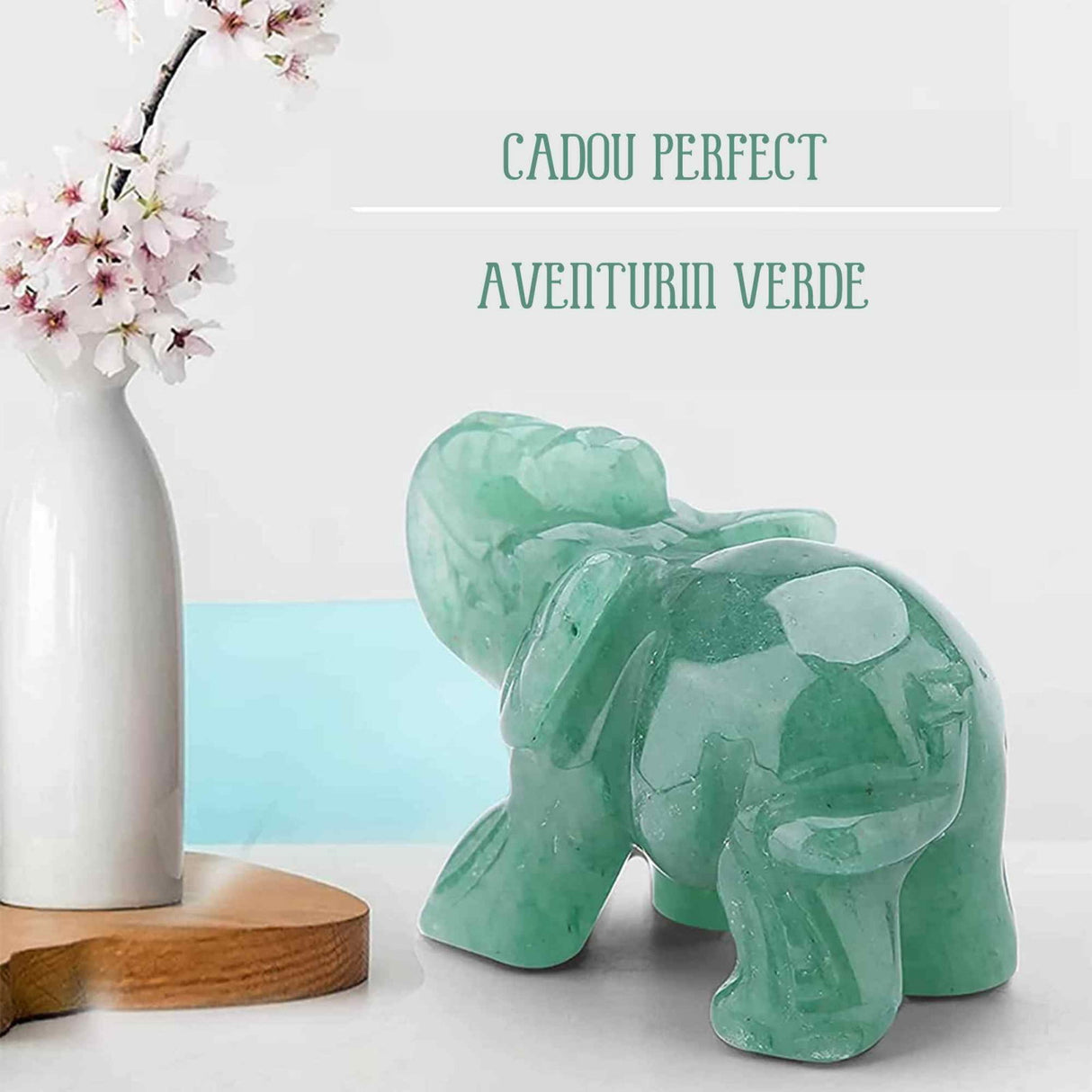Figurina elefant din piatra semi-pretioasa Ametist sculptata manual - Statuie din cristale vindecatoare Reiki de buzunar pentru meditatie, pace