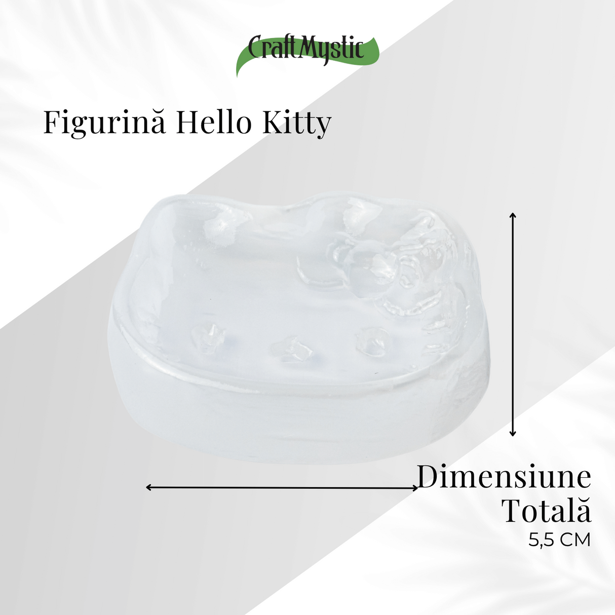 Placa Decorativa din Selenit Natural 5.5cm – Figurina Hello Kitty pentru Purificare si Armonie Energetica