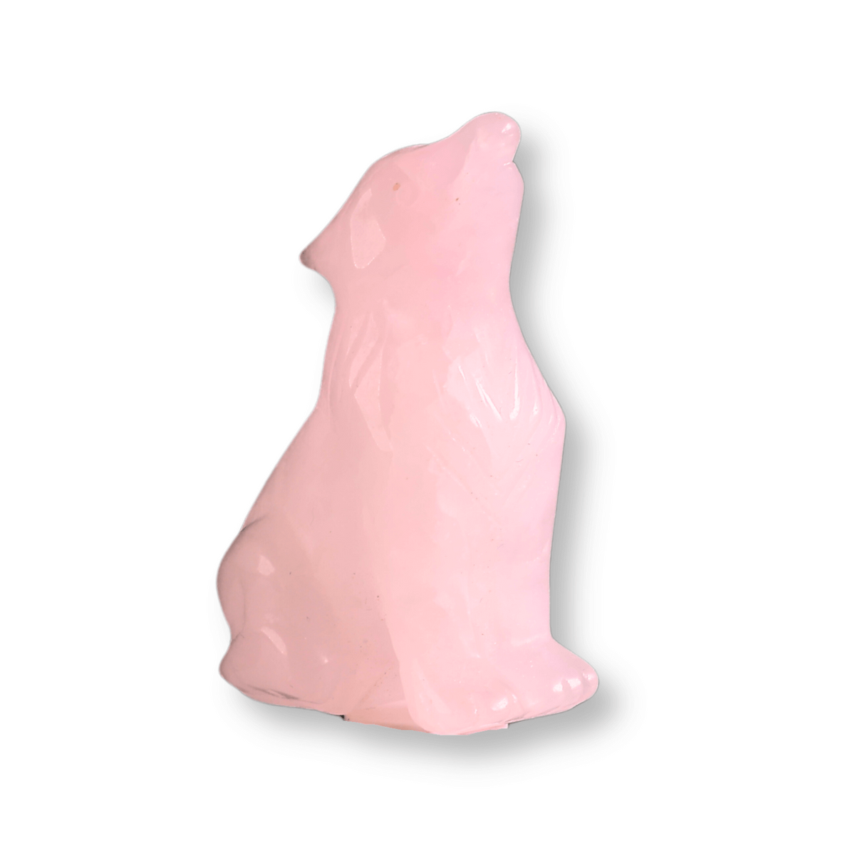 Figurina Lup din Cuart Roz Natural, 5 cm - Favorizeaza Echilibrul Emoțional si Armonia