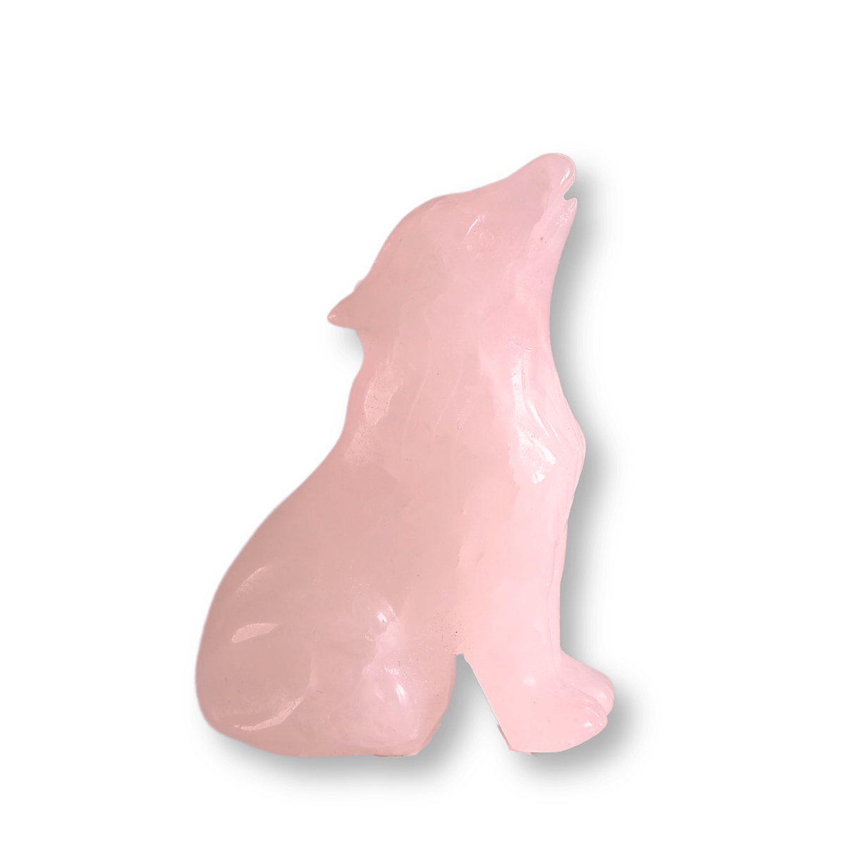 Figurina Lup din Cuart Roz Natural, 5 cm - Favorizeaza Echilibrul Emoțional si Armonia