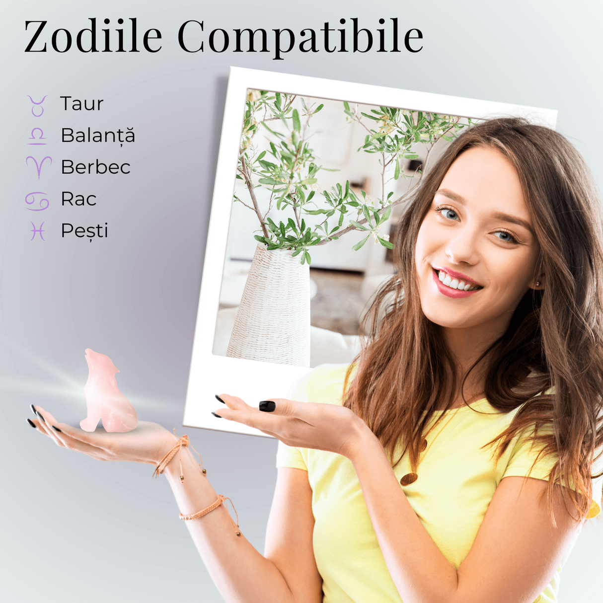 Figurina Lup din Cuart Roz Natural, 5 cm - Favorizeaza Echilibrul Emoțional si Armonia