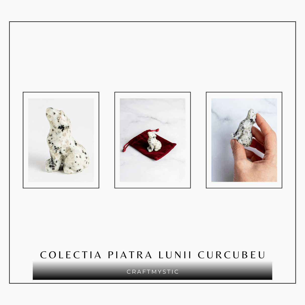 Figurina Lup din Piatra Lunii Curcubeu - Energie si Protecte Spirituala