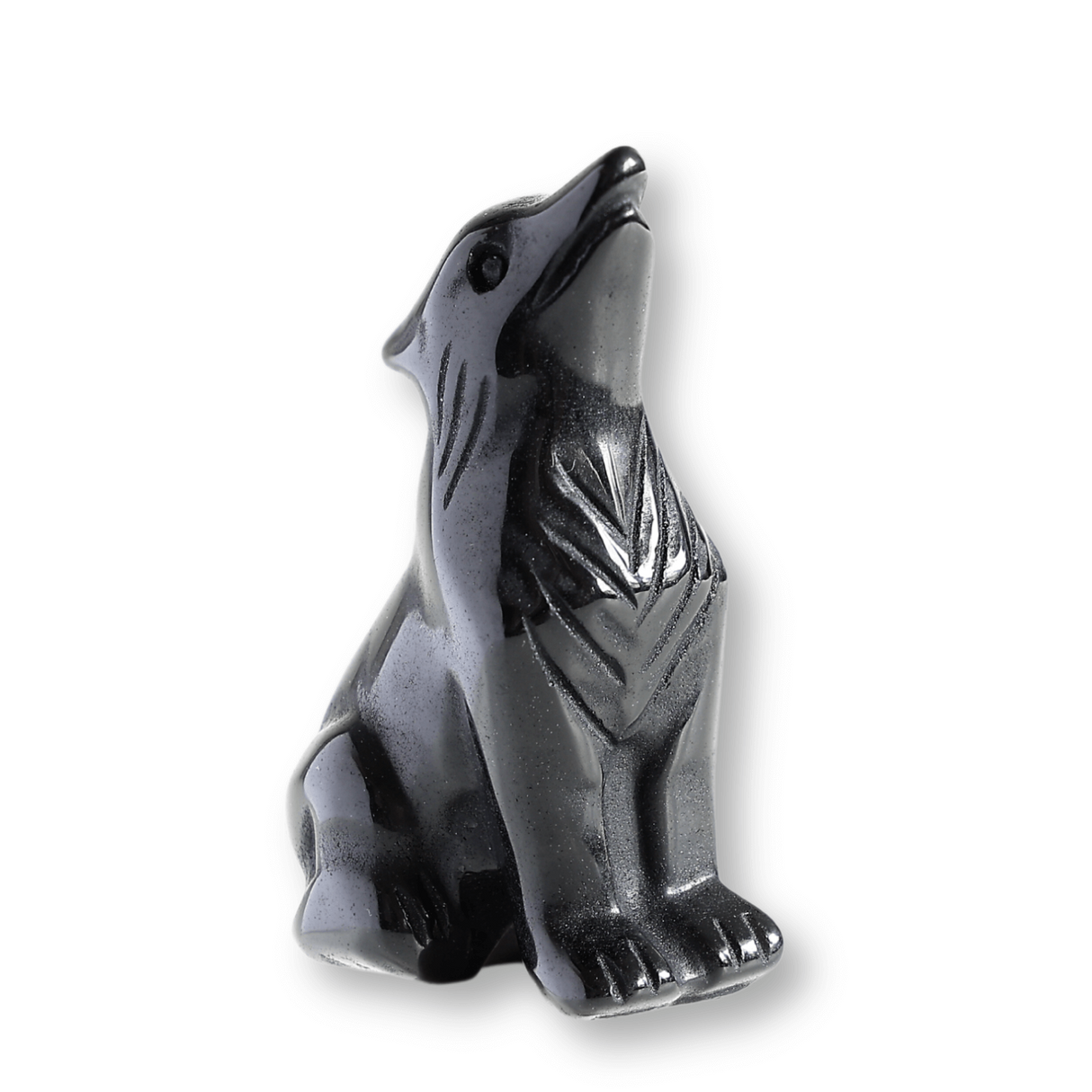Figurina Lup din Obsidian Natural, 5 cm - Protector Energetic si Sprijin în Transformare